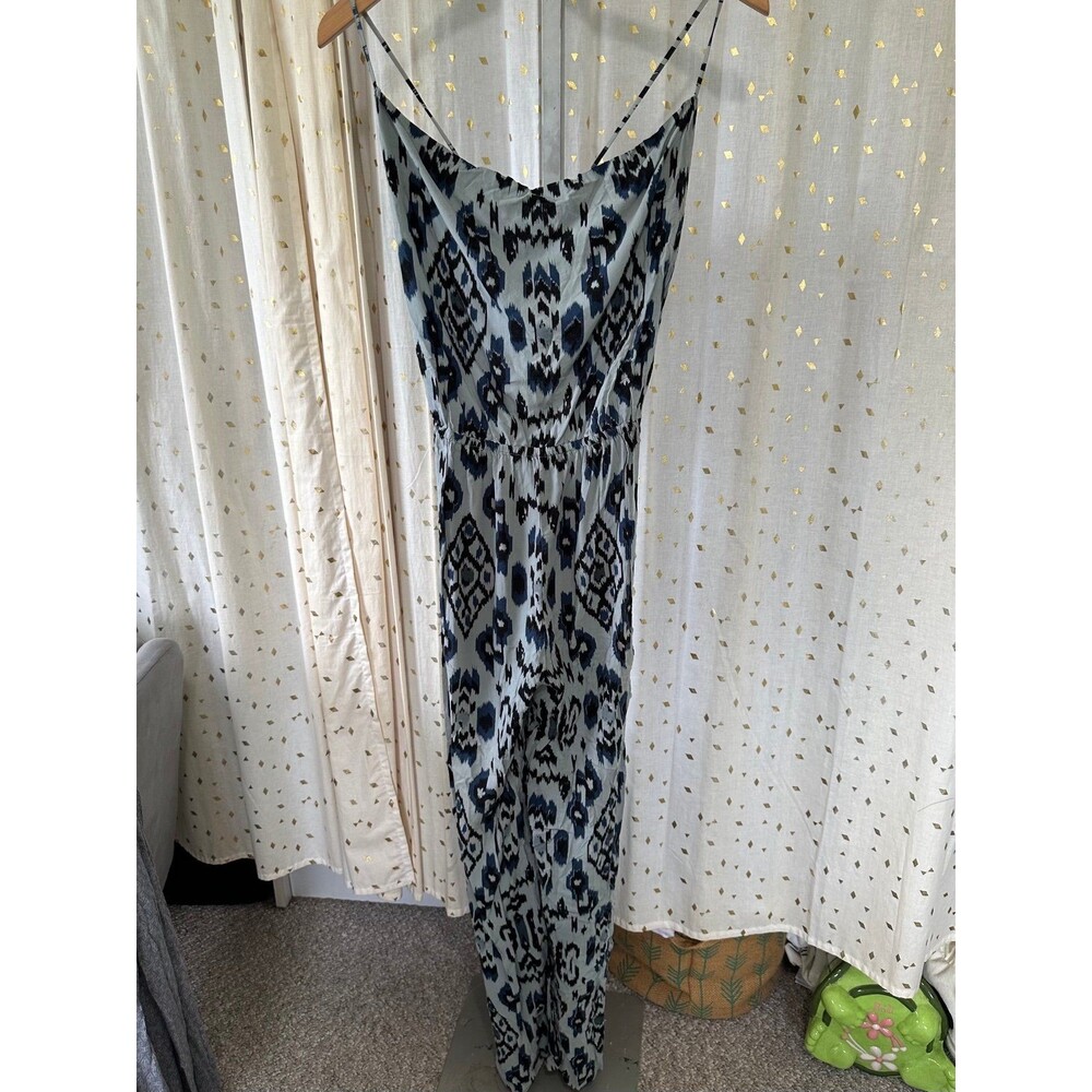 Indah Revolve Borneo Grey Lace Up Tie Backless Wide Leg Elastic Waist Jumpsuit S